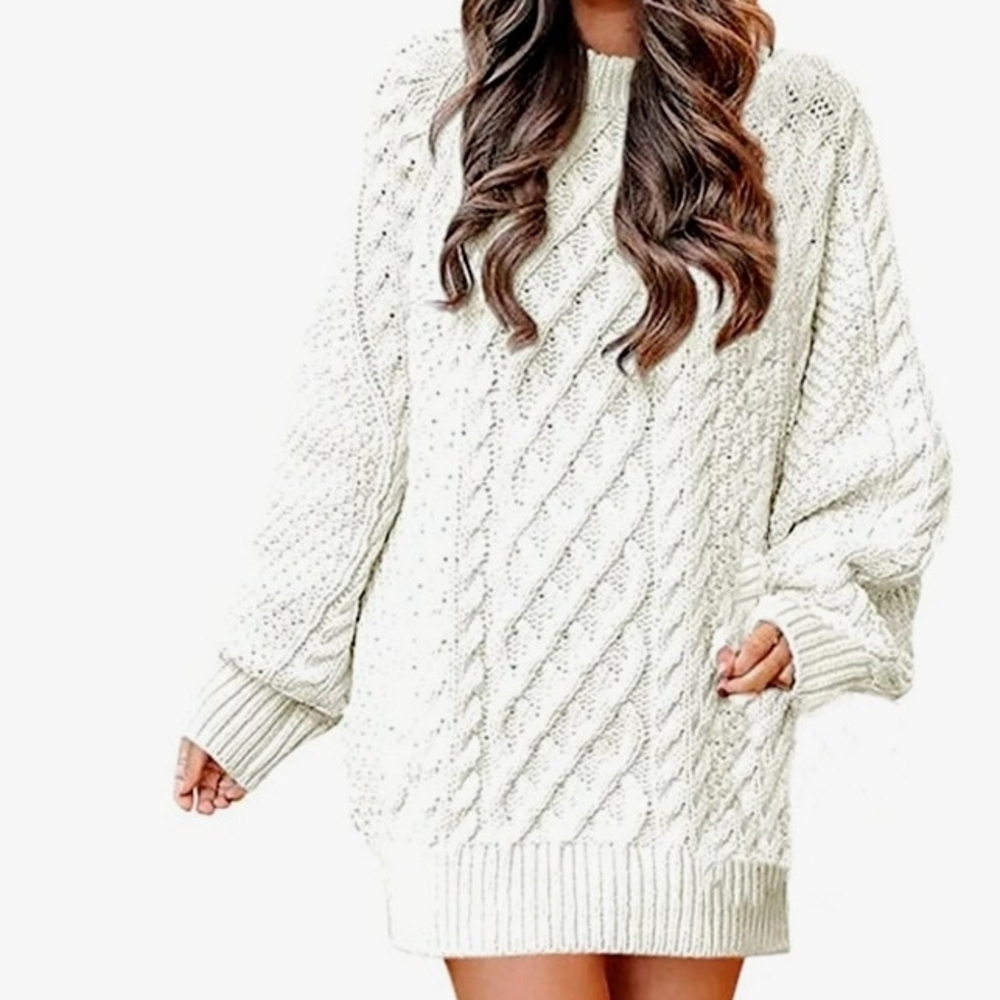 Anrabess Chunky‎ Knit Cream Sweater Size L